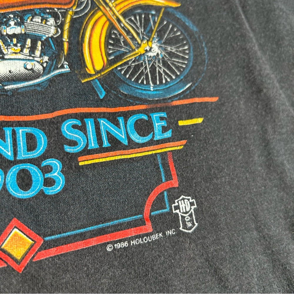 Harley Davidson Shirt Mens Large‎ Black 80s Hit Me 1985 A Legend Since 1903 VTG - Picture 4 of 10